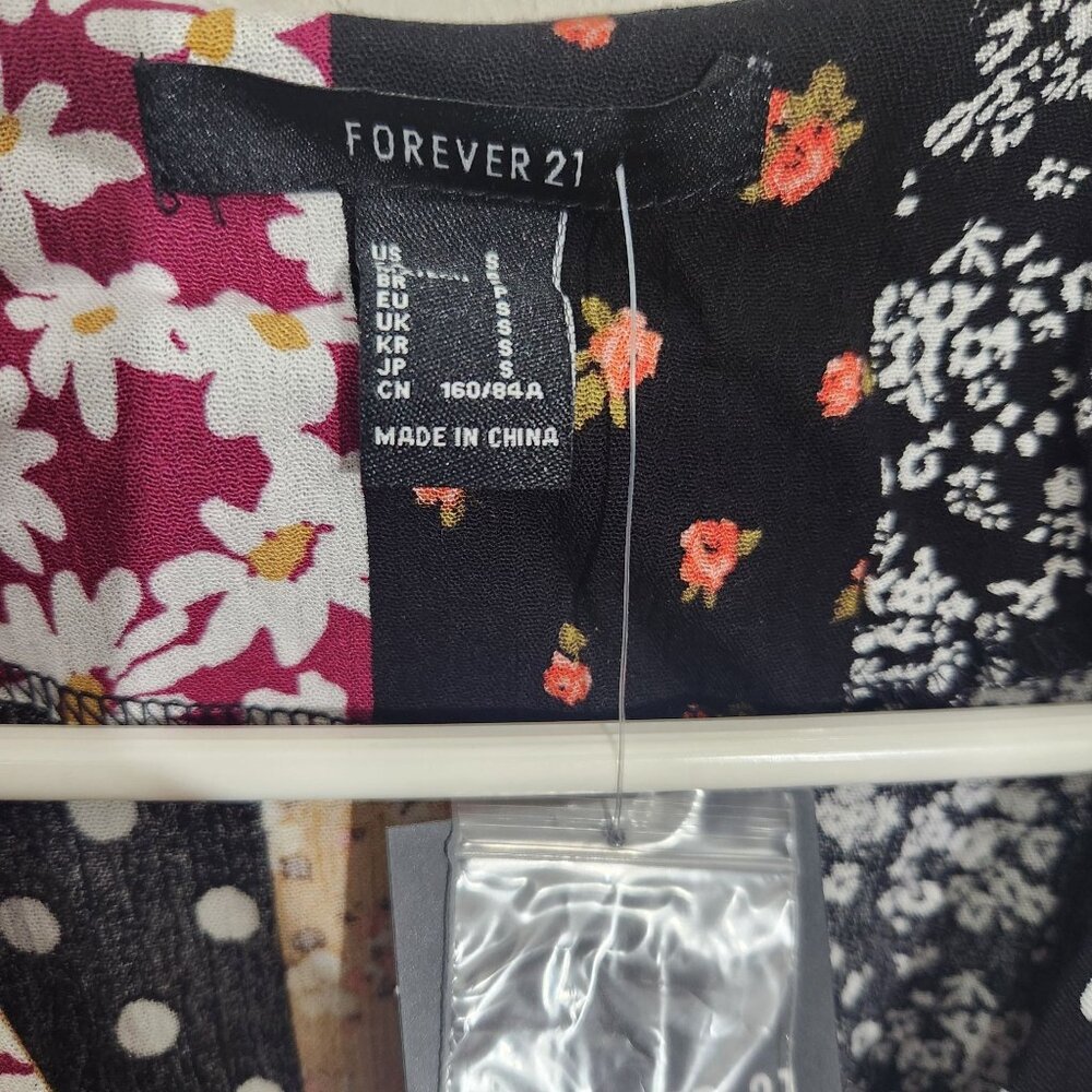 Colorful Forever 21 Dress long Small Patchwork Polka Dots & Florals Cottagecore - Picture 2 of 13